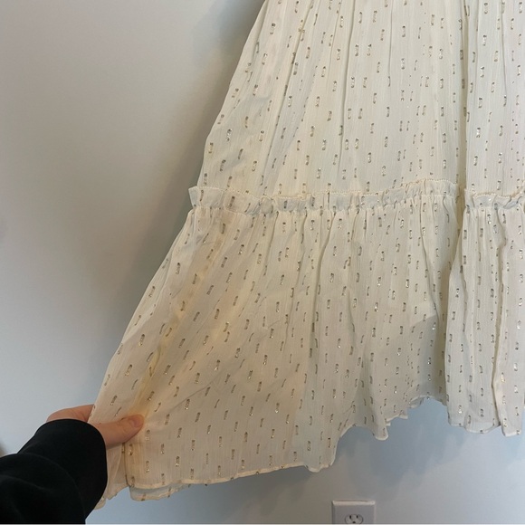 ULLA JOHNSON Dhalia Lurex Tiered Puff Sleeve Metallic Mini Dress \\ 0 - Picture 5 of 10